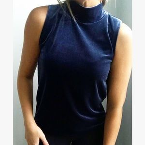 JCREW Velvet Mockneck Tank Navy